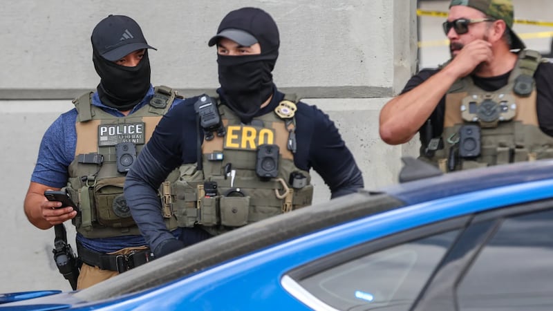 Immigration and Customs Enforcement agents in North Austin after a person was shot earlier on...