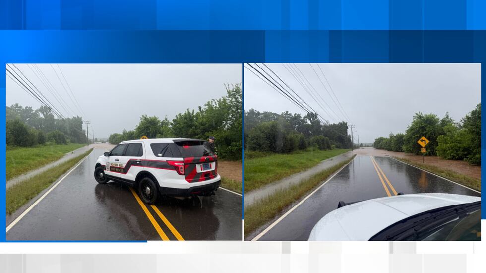 Homer Nance Road in Huntsville is closed at the curve due to high water covering the roadway.